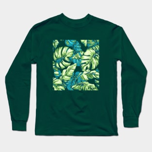 Tropical Leaves Camouflage Of Banana and Monstera 1 Long Sleeve T-Shirt